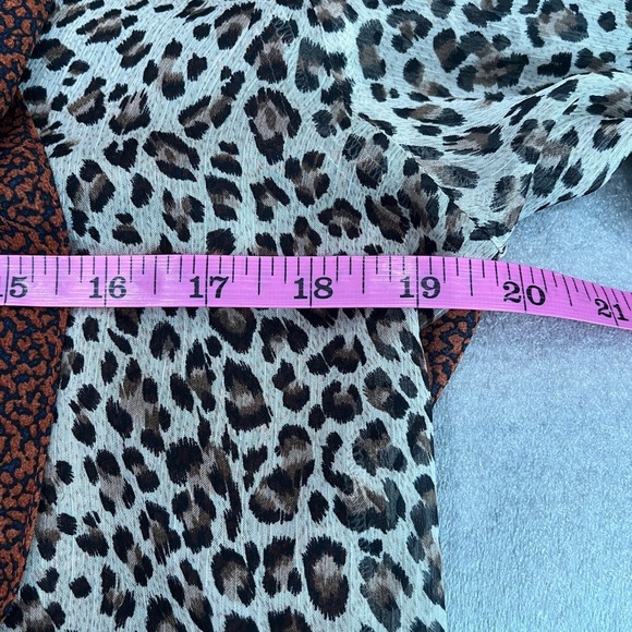 [S]Mystree Orange and Black Leopard Patterned Blouse Neck Tie NWOT - Picture 3 of 5
